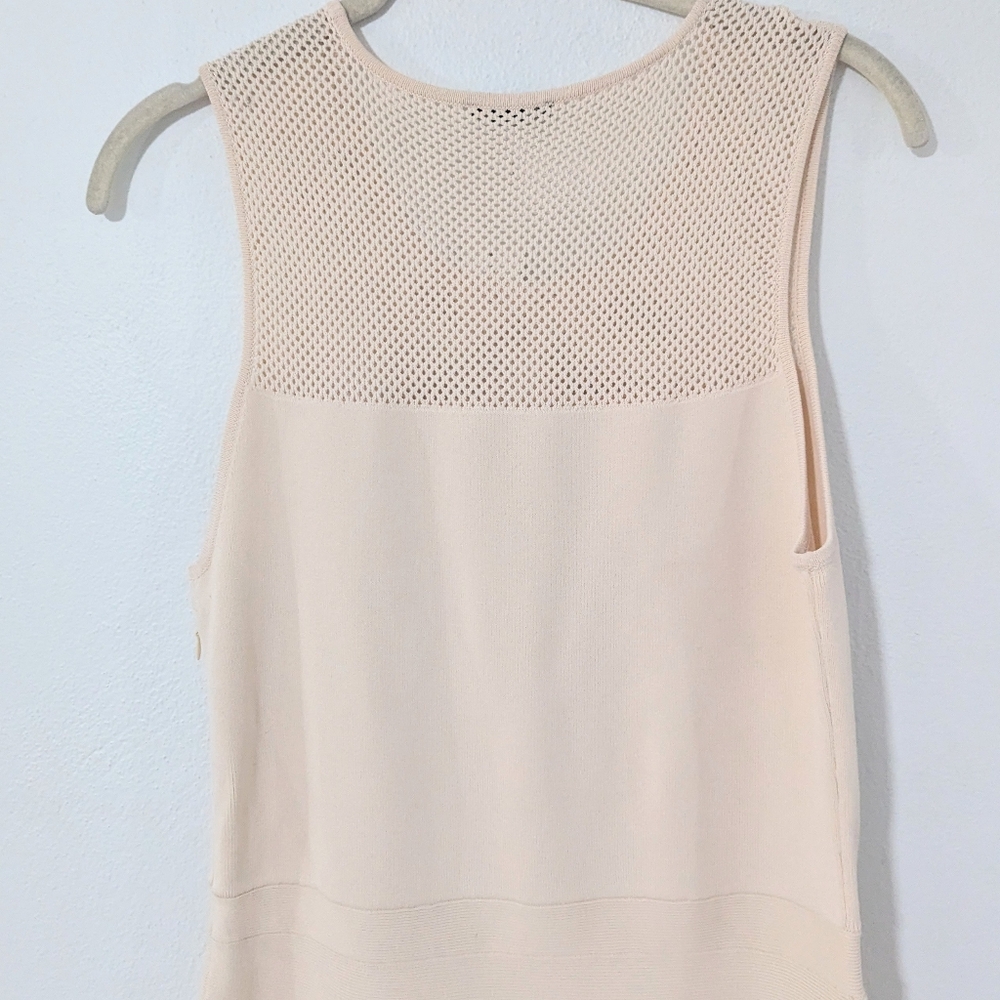 Ann Taylor NWT Mesh Neckline Skater Dress Sleeveless Stretch Beige Medium M - Picture 9 of 12